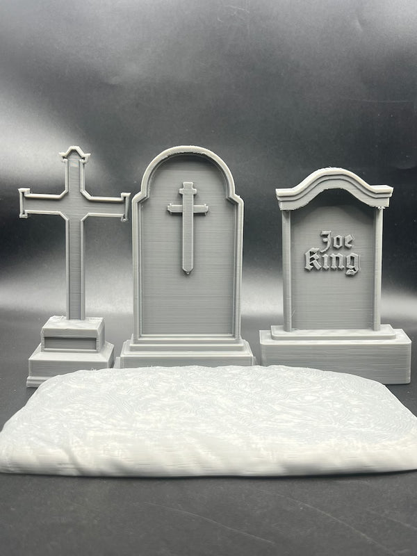 1/12 and 1/10 Scale Accessories 3d Printed Grave Scene, Tombstones, Graveyard, Cemetery