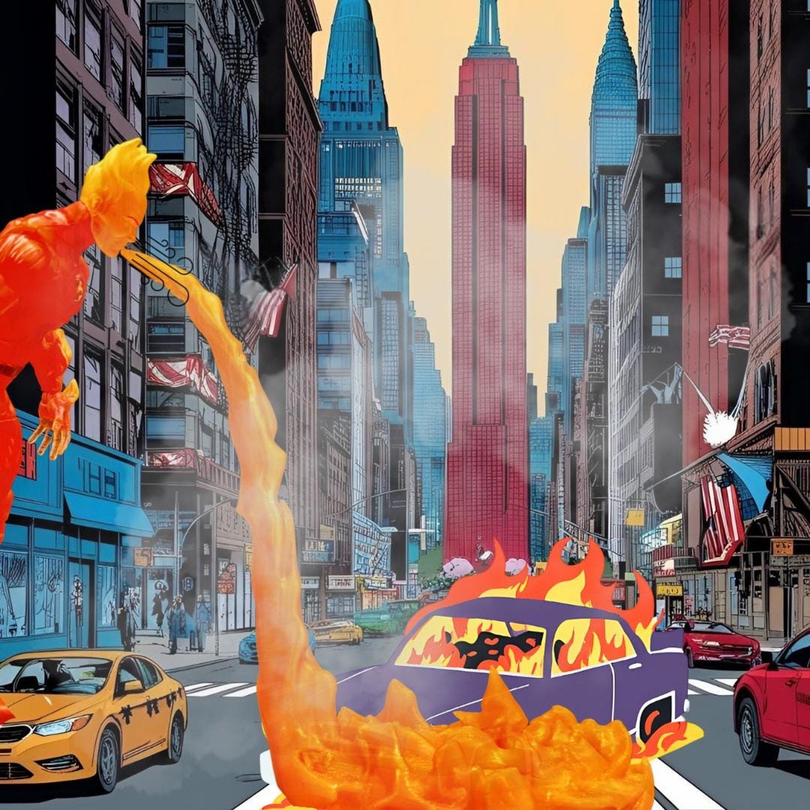 Custom 3D-Printed Shooting Flames Accessory 1/12 and 1/10 Scale Fire Effect Action Figure Display Prop for Dioramas & Toy Photography