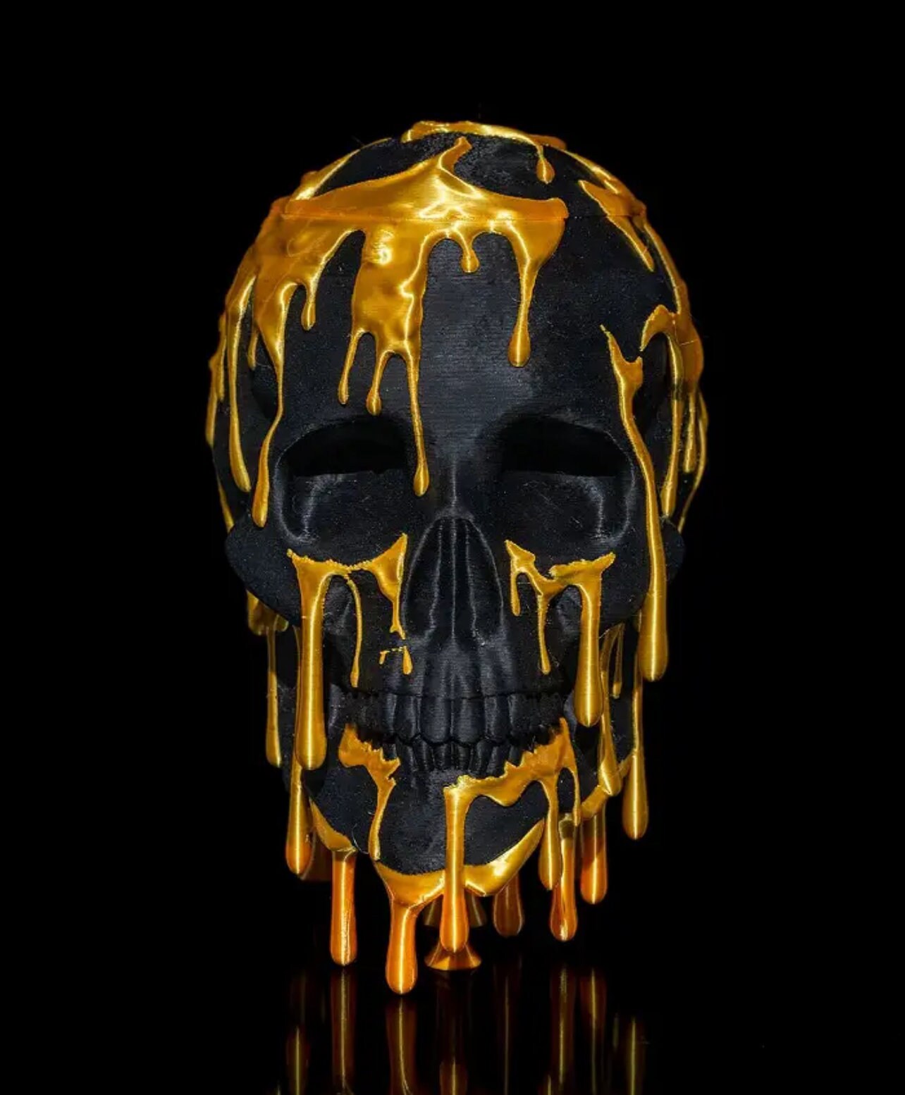 Skull Candy Dish, black with gold drips