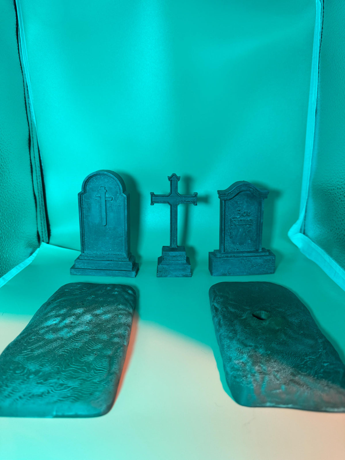 Halloween Tombstones Graveyard Set, painted