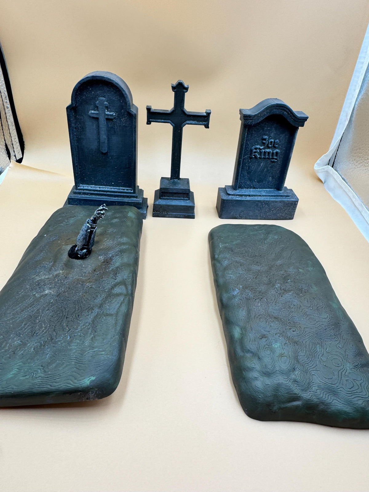 Halloween Tombstones Graveyard Set, painted