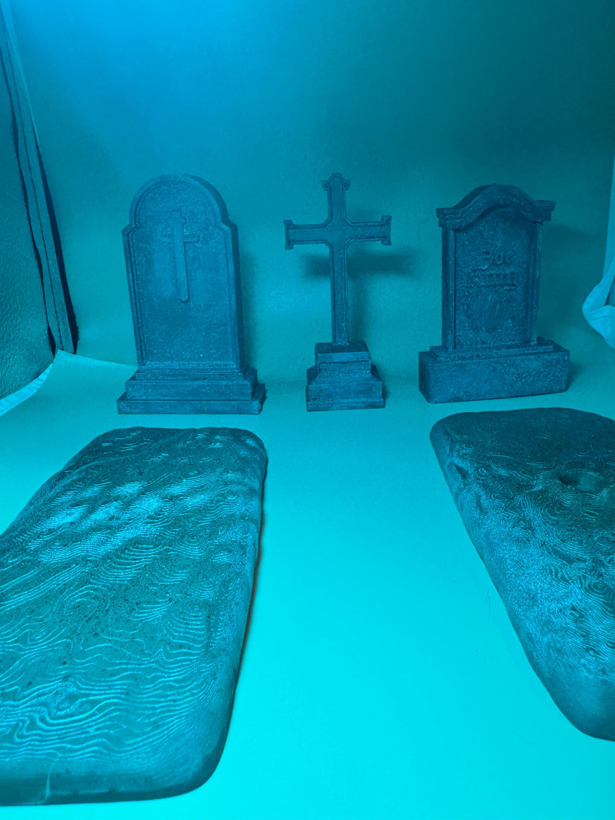 Halloween Tombstones Graveyard Set, painted