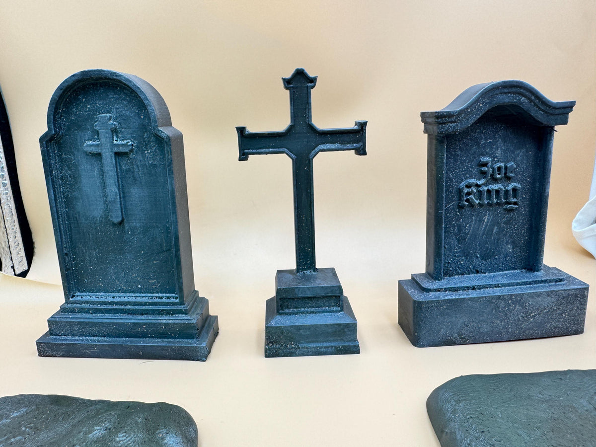 Halloween Tombstones Graveyard Set, painted