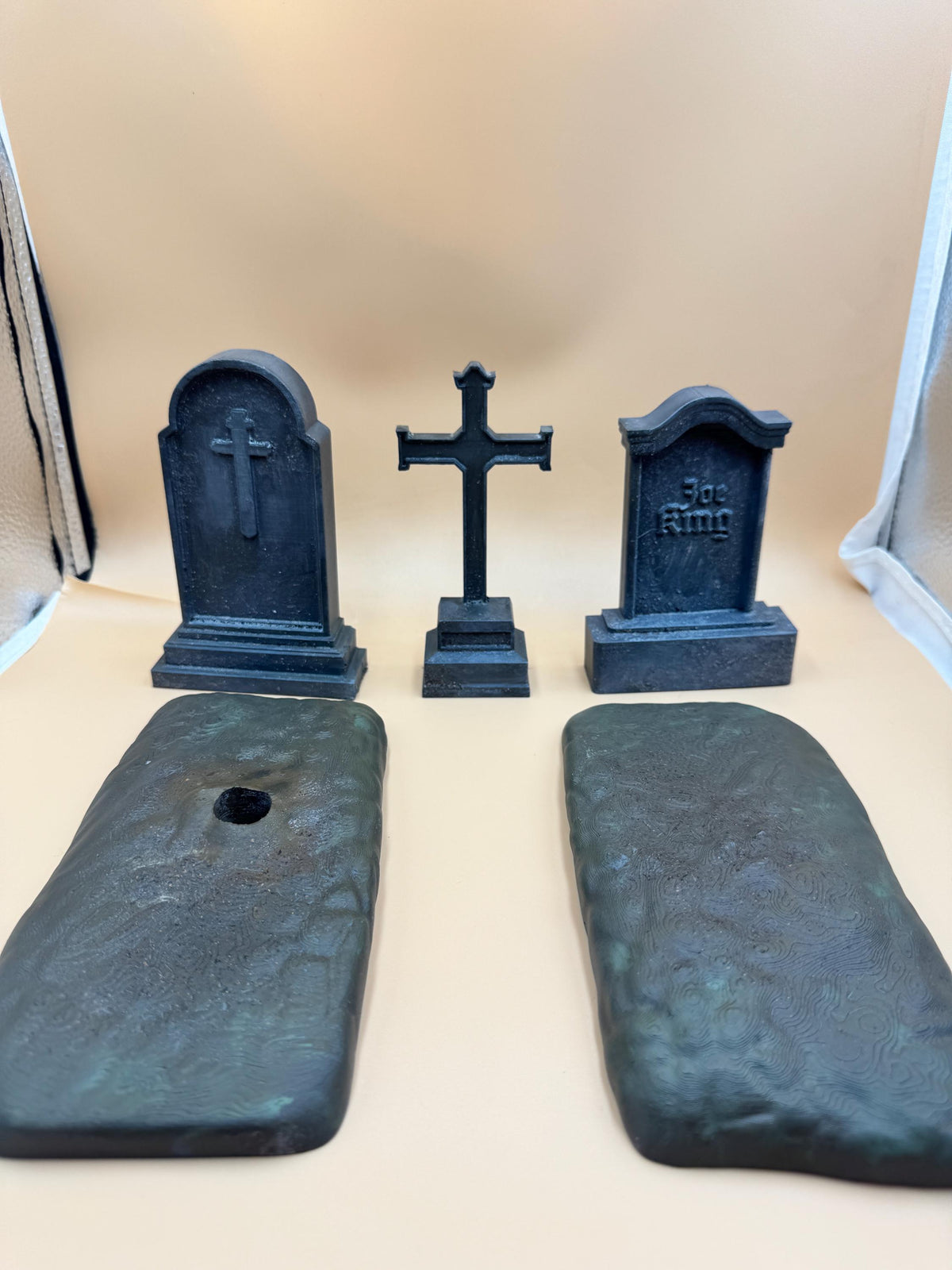 Halloween Tombstones Graveyard Set, painted