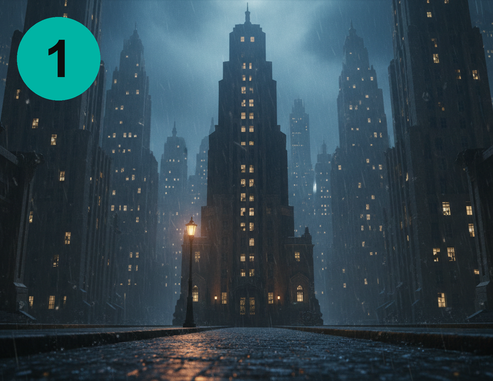 1 - Gothic Night City action figure backdrop print