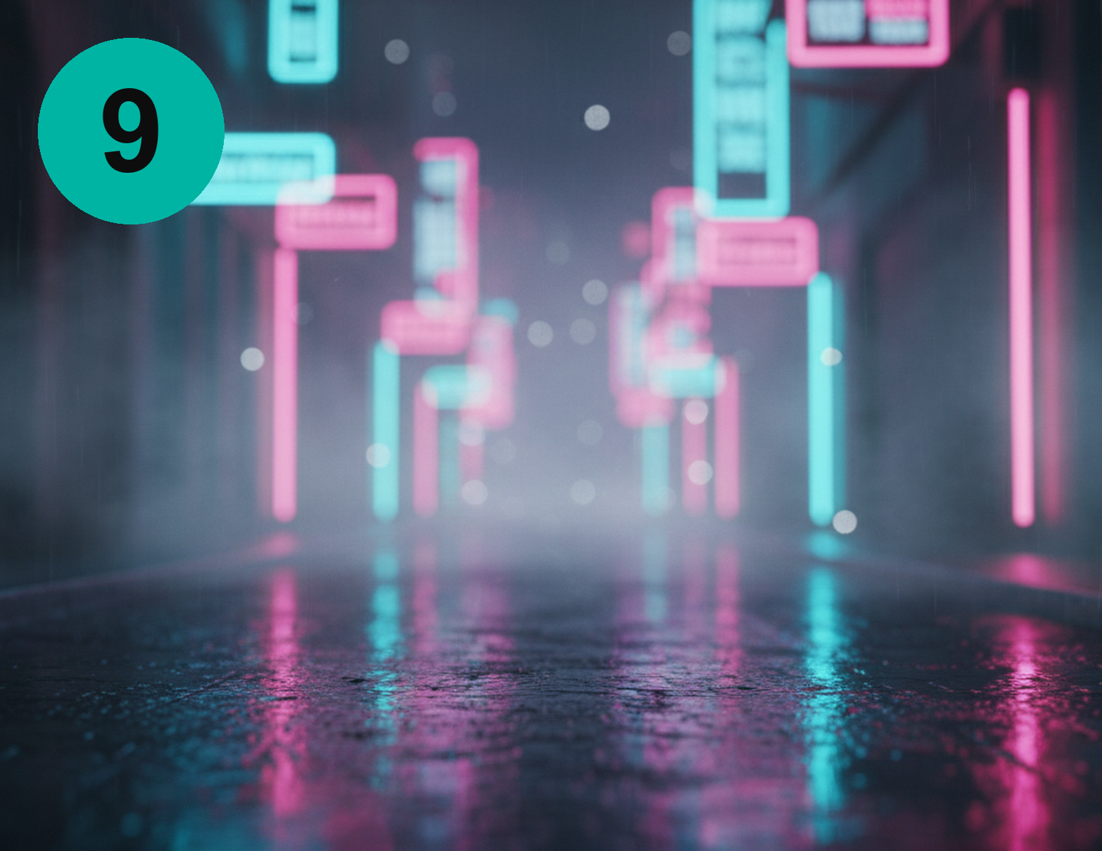 9 - Neon Rain Alley action figure backdrop print