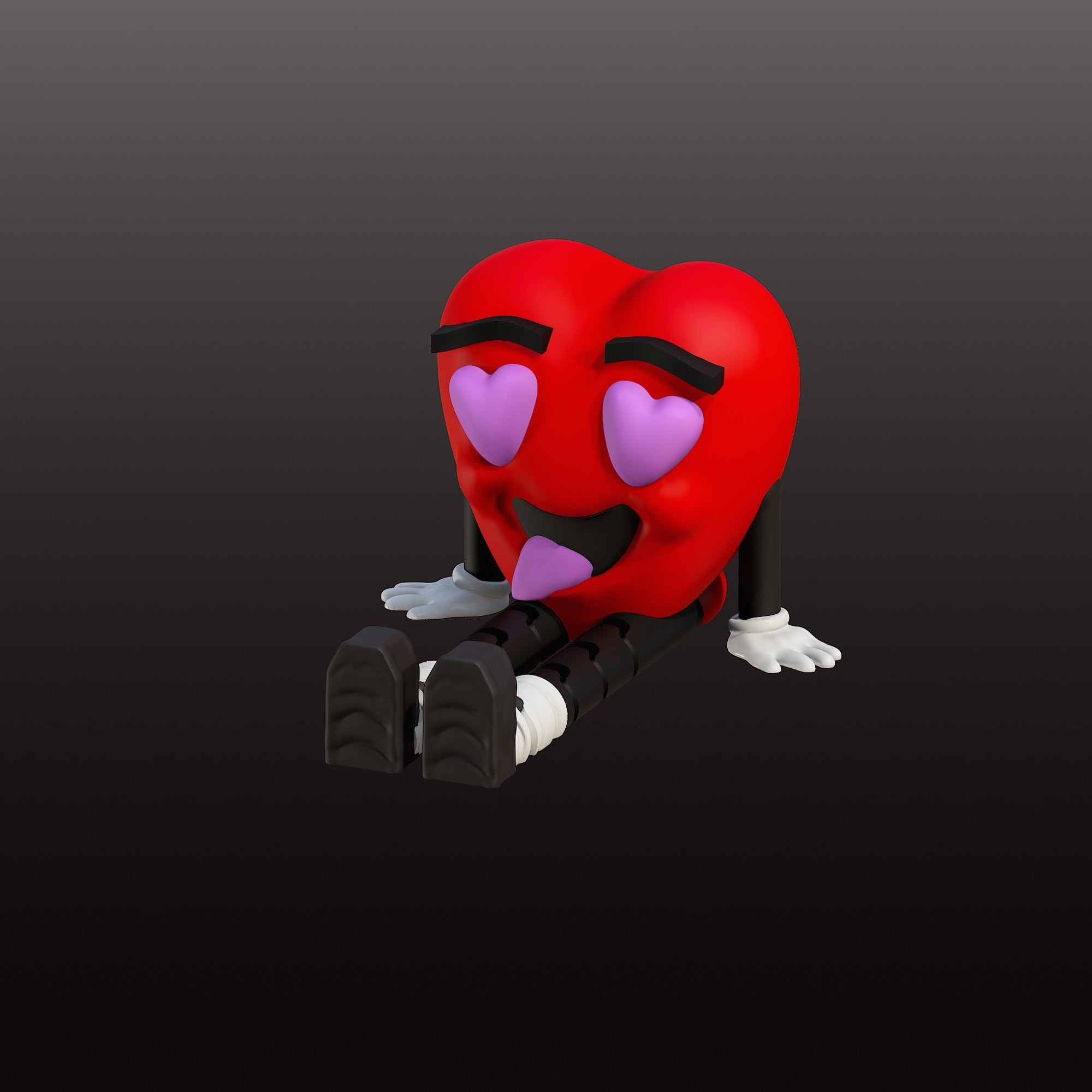 Smitten Flexi Heart, Heart with Heart Eyes and Tongue Out, Articulated 3D Printed Desk Buddy