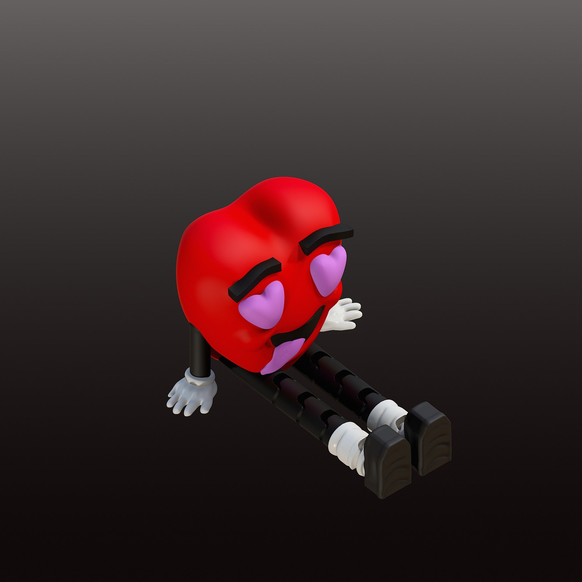 Smitten Flexi Heart, Heart with Heart Eyes and Tongue Out, Articulated 3D Printed Desk Buddy